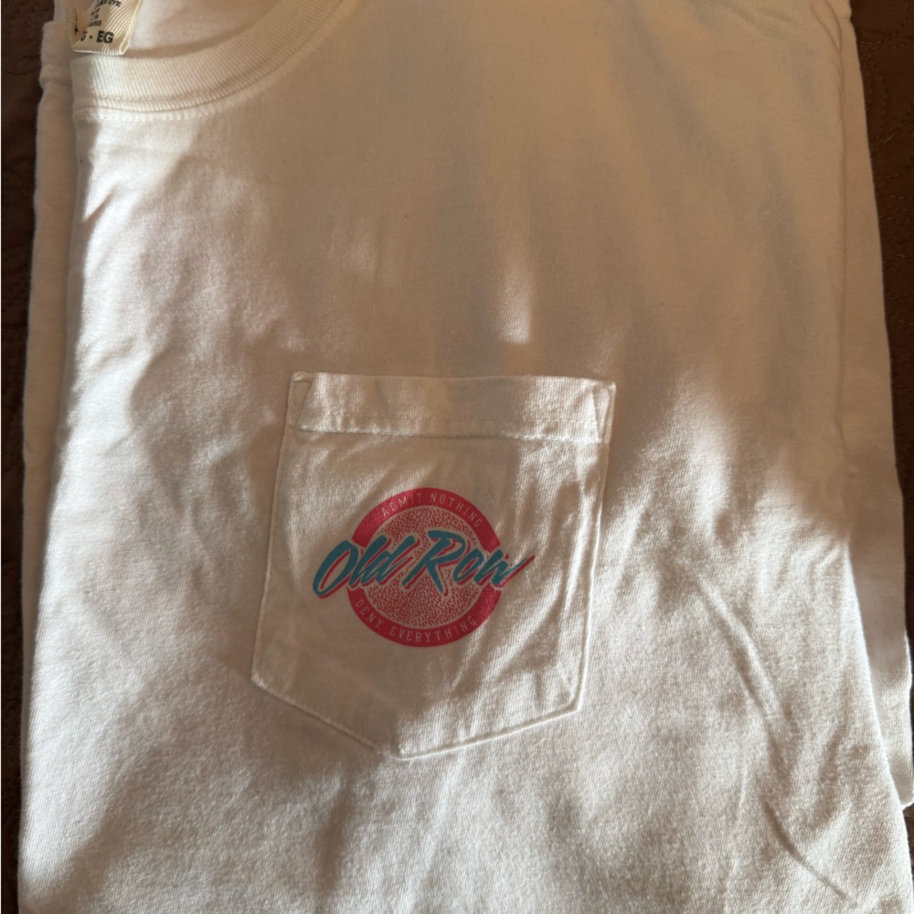 Old Row White T-Shirt with Pocket Logo